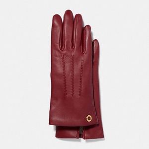 NWT Coach Classic Leather Gloves, Cherry